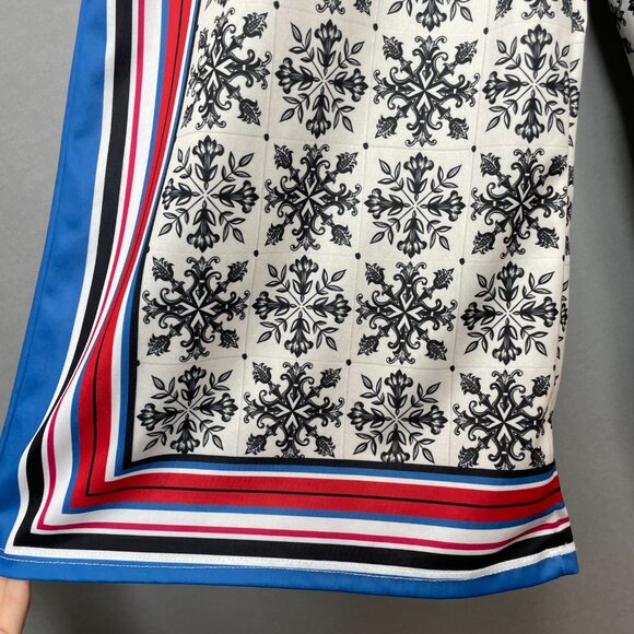 Zara Wide Leg High Waist Palazzo Scarf Print Flowing Trousers Moroccan Tile Smll - Picture 11 of 16